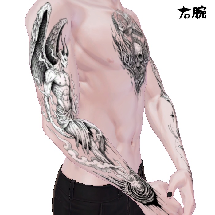 Zev/ゼヴ&珍飯亭共通ボディ ボディタトゥーセット『ヘルアンドヘヴン』