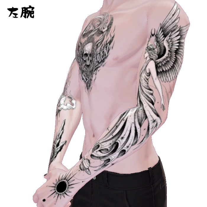 Zev/ゼヴ&珍飯亭共通ボディ ボディタトゥーセット『ヘルアンドヘヴン』