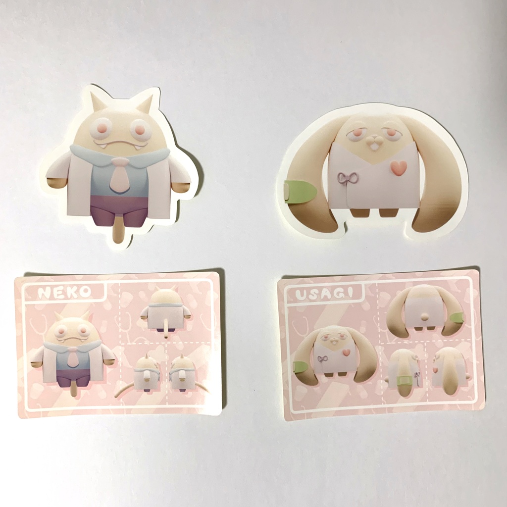 ステッカーセット「ねこうさぎ」