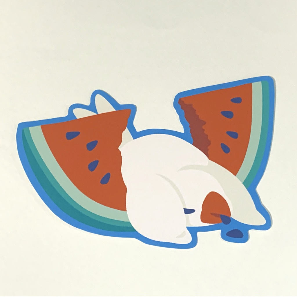 イラストカード「スイカ文鳥」（2枚入）