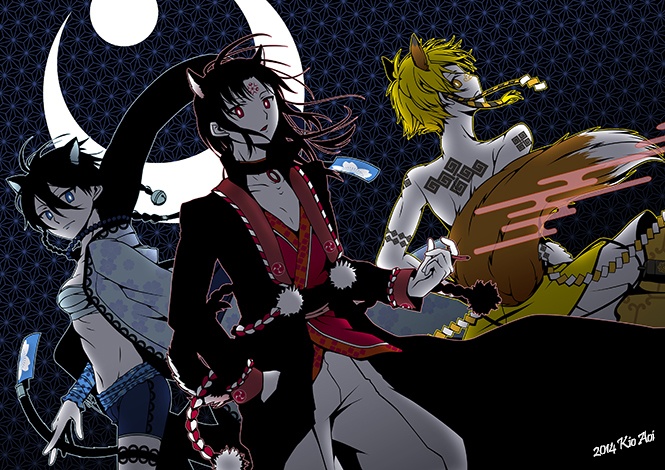 「妖夜行」アクリルキーホルダー(B:黒猫)