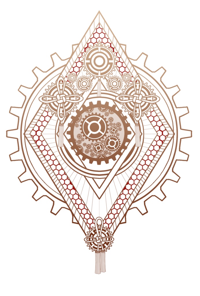 素材模様162 干将莫邪をテーマに描いた模様イラスト