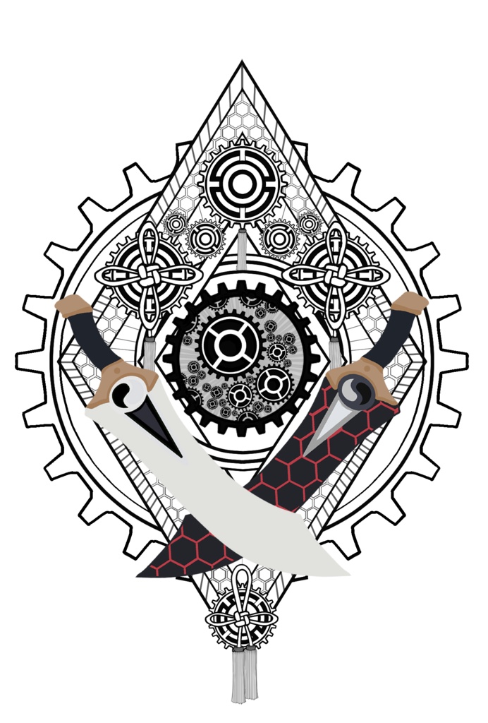 素材模様162 干将莫邪をテーマに描いた模様イラスト