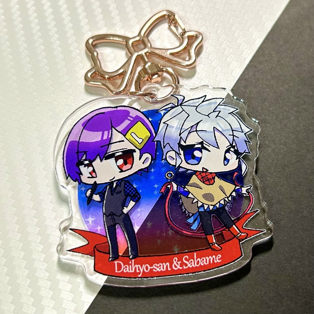 【値下げしました】【アクリルキーホルダー】SilverGrayデフォルメペアアクキー【A:代表さん&鯖目】