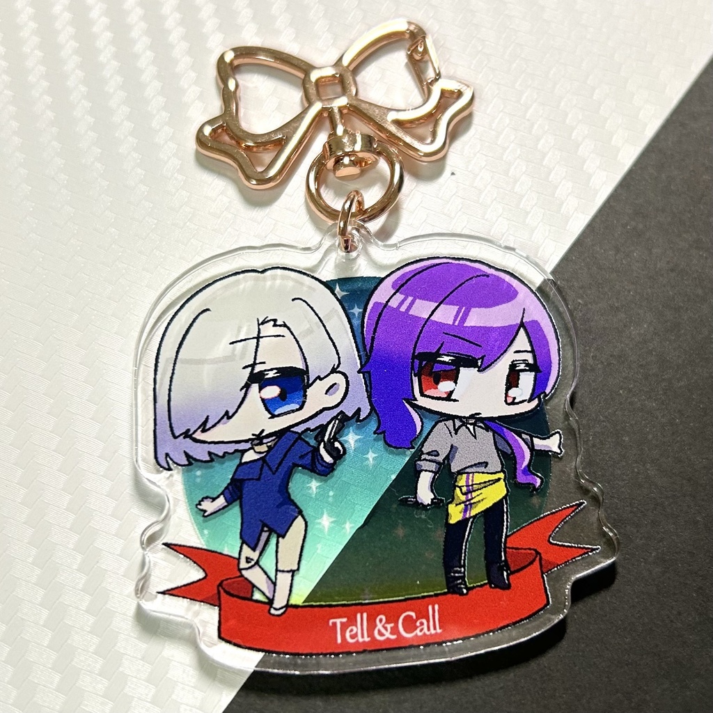 【値下げしました】【アクリルキーホルダー】SilverGrayデフォルメペアアクキー【B:テル&コール】