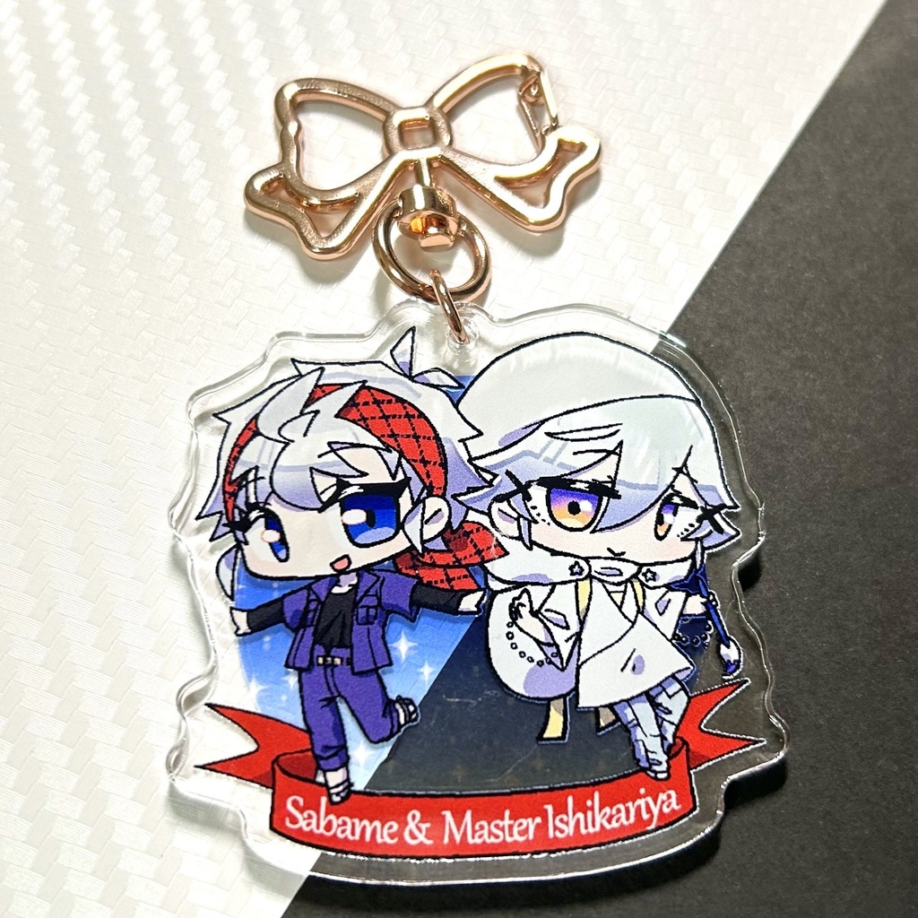 【値下げしました】【アクリルキーホルダー】SilverGrayデフォルメペアアクキー【C:鯖目&師匠(石狩夜)】