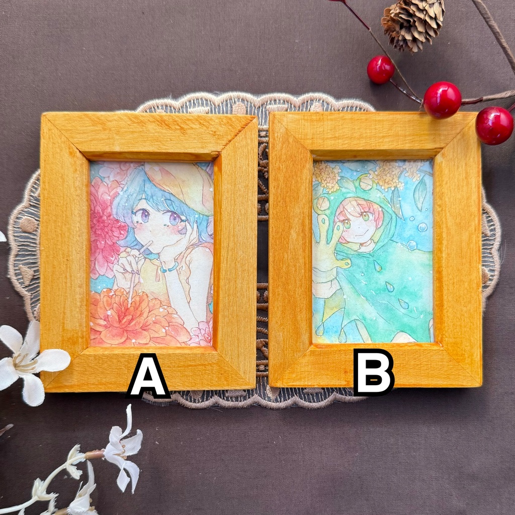 【ミニ原画】秋の花と小さな生き物シリーズ