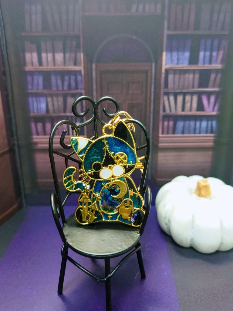 ツギハギネコ/ブルー【キーホルダー】