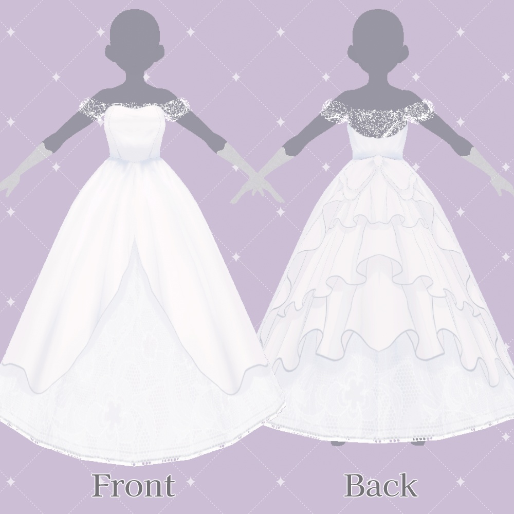 【無料】フリルリボンウェディングドレス Vroid用テクスチャセット