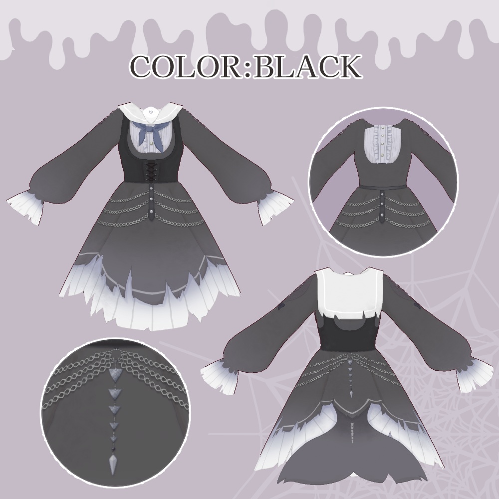 【無料版/支援版】セーラーくじらワンピース~ホラーバージョン~ Vroid用テクスチャセット