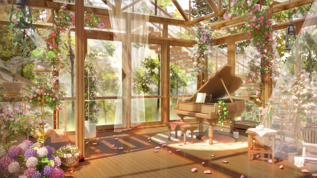 【動く背景】ホワイトデーUI 木陰と花の便り/雑談配信画面+UI【VTuberさん向け】