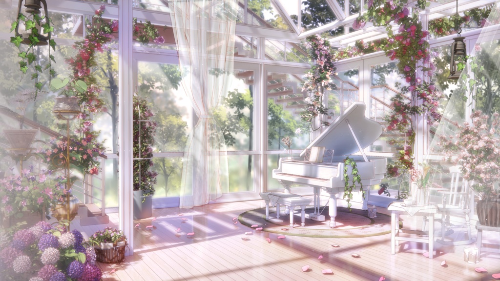 【動く背景】ホワイトデーUI 木陰と花の便り/雑談配信画面+UI【VTuberさん向け】