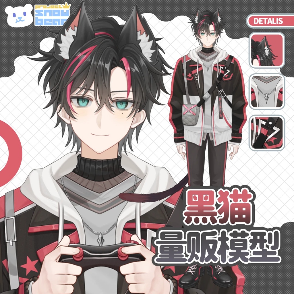 【Live2D】【VTS対応】黒猫少年 live2Dモデル
