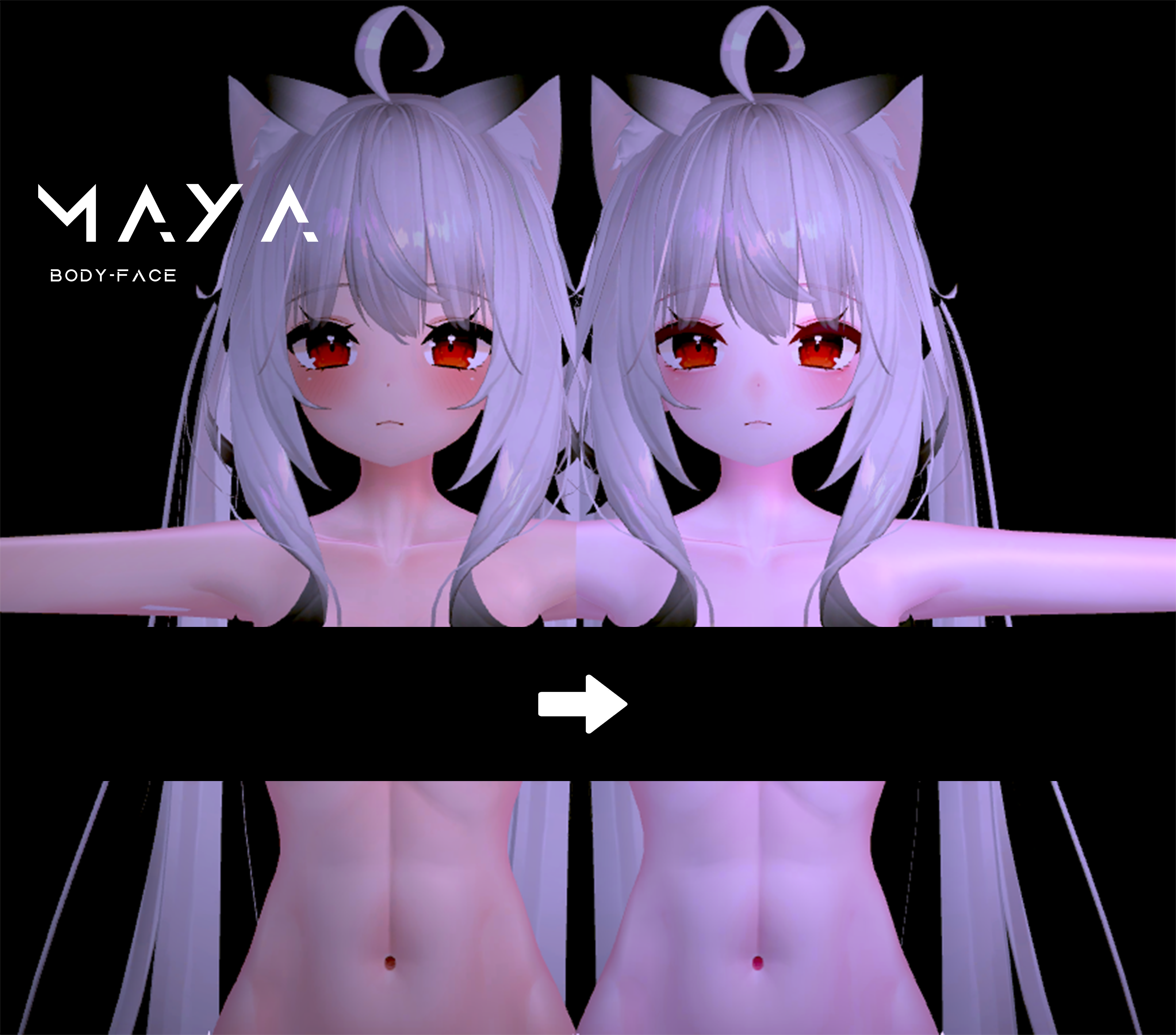 【舞夜】舞夜専用-肌テクスチャ&顔メイク