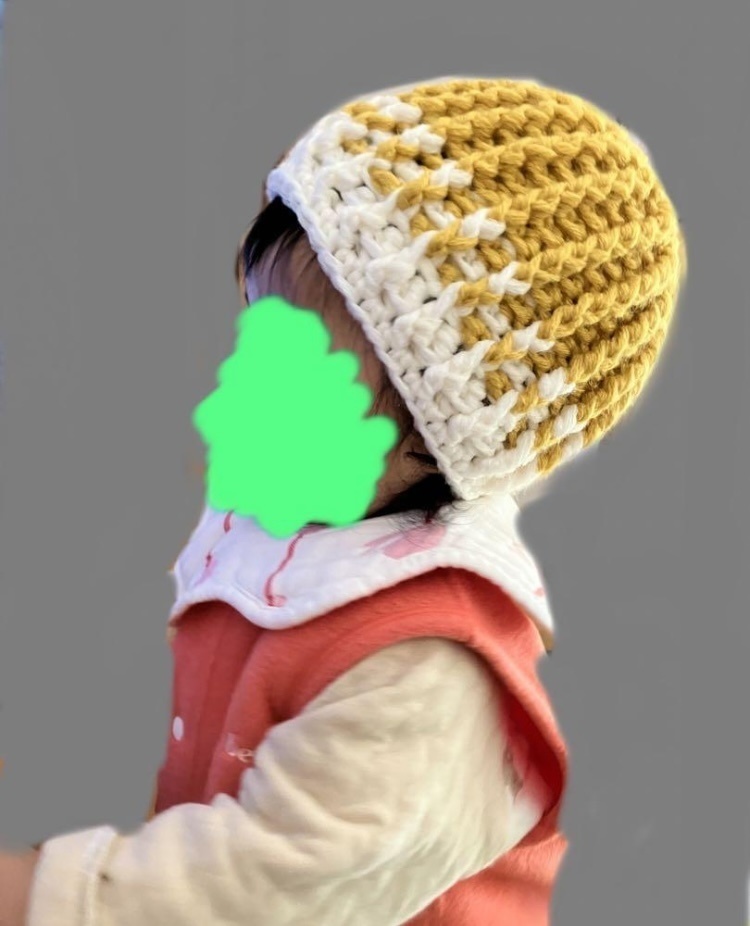 まんまるニット帽(ベビー・キッズ)ホワイト×ショコラ