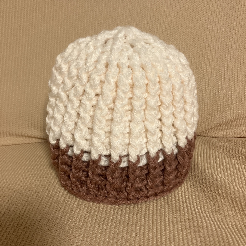 まんまるニット帽(ベビー・キッズ)ホワイト×ショコラ