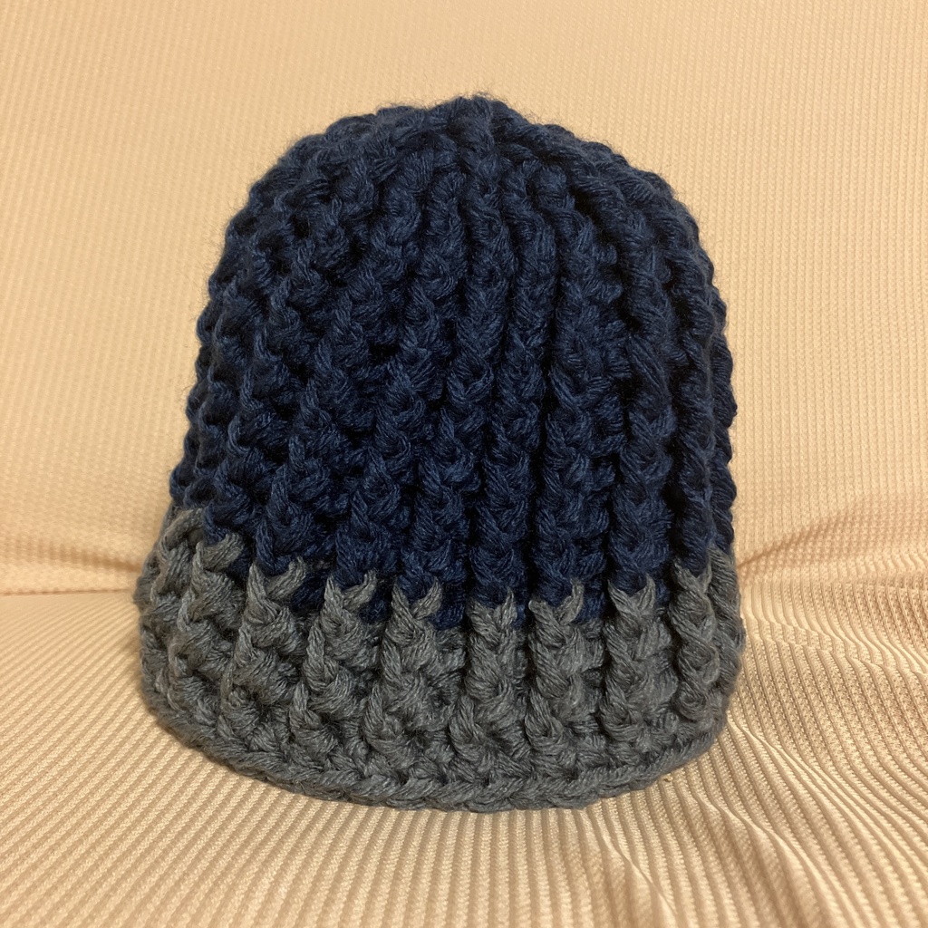 まんまるニット帽(ベビー・キッズ)ネイビー×グレー