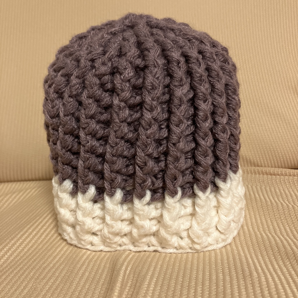 まんまるニット帽(ベビー・キッズ)モーブ×ホワイト