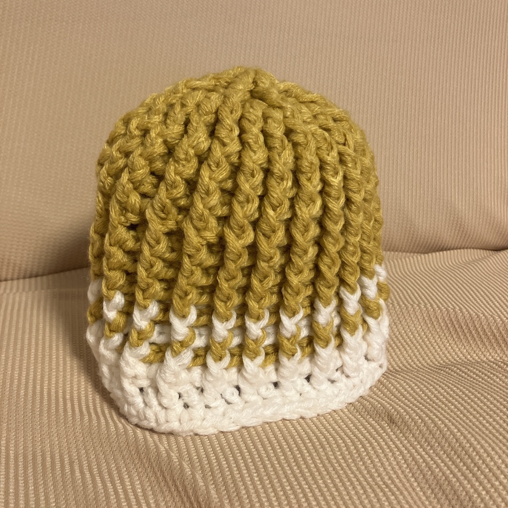 まんまるニット帽(ベビー・キッズ)イエロー×ホワイト