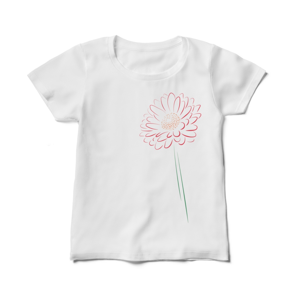 ガーベラ_レディース半袖_白