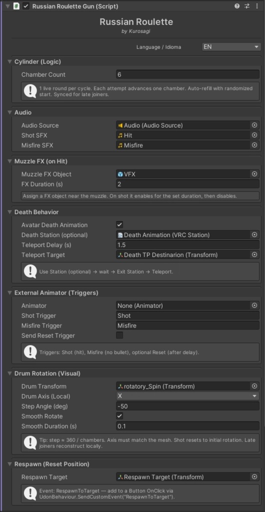 Russian Roulette | For VRChat Worlds