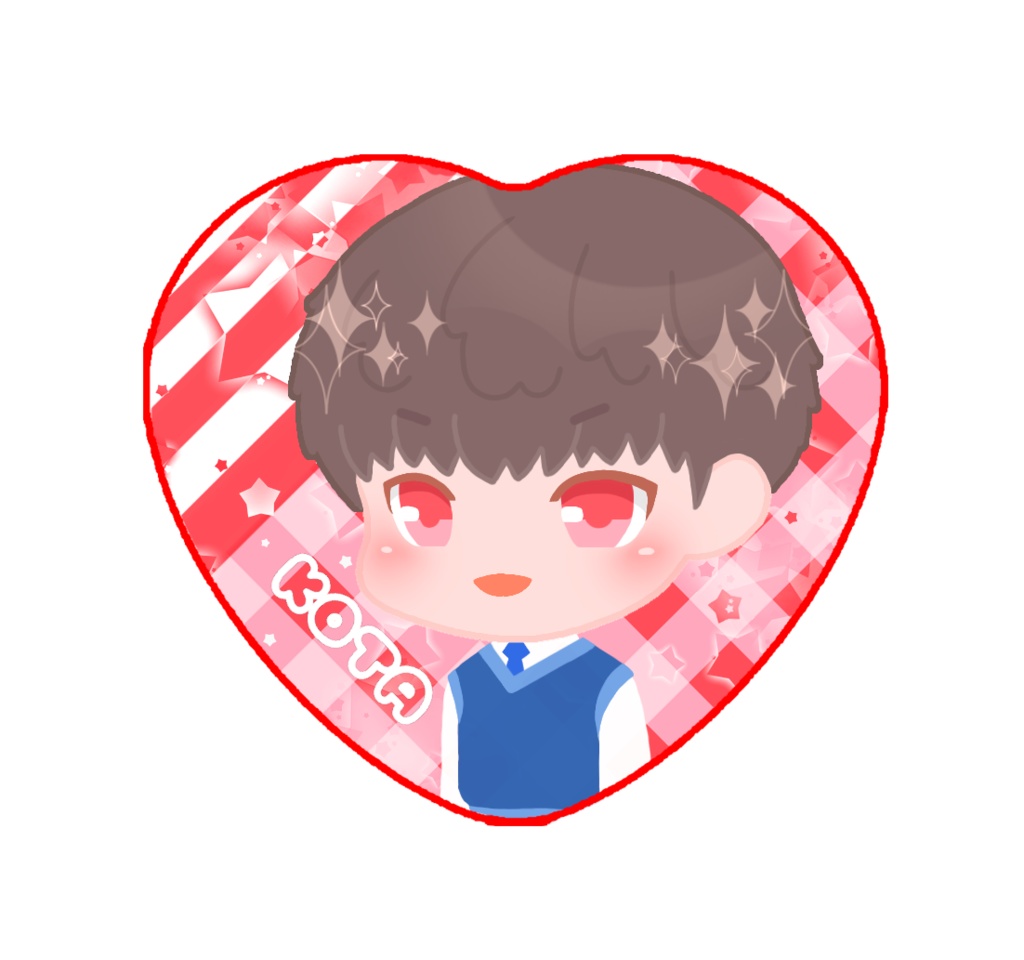 ハート缶バッジ（志村）