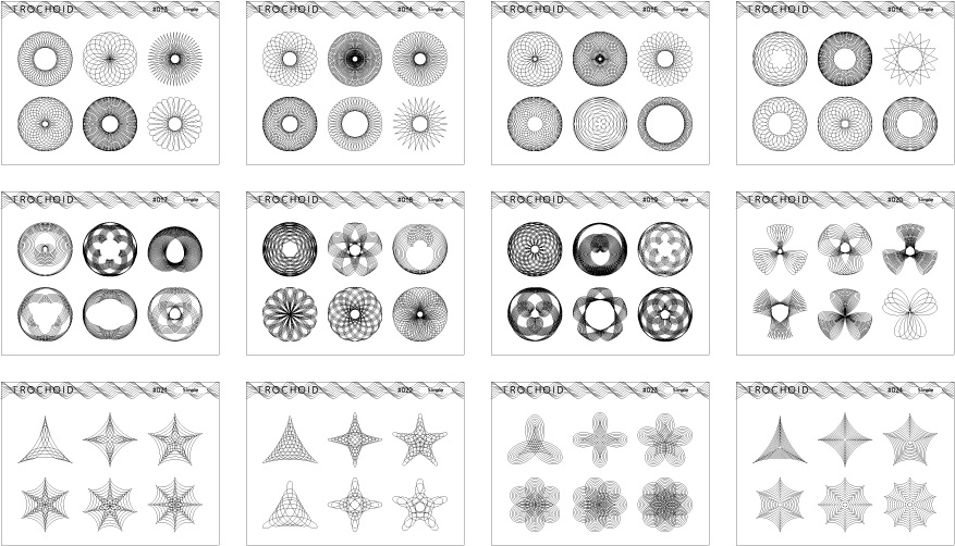 トロコイドのイラストセット シンプル 02(ベクター+JPG+透過PNG)