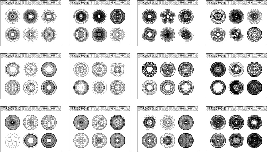 トロコイドのイラストセット シンプル 03(ベクター+JPG+透過PNG)