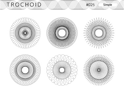トロコイドのイラストセット　シンプル 03（ベクター＋JPG＋透過PNG）