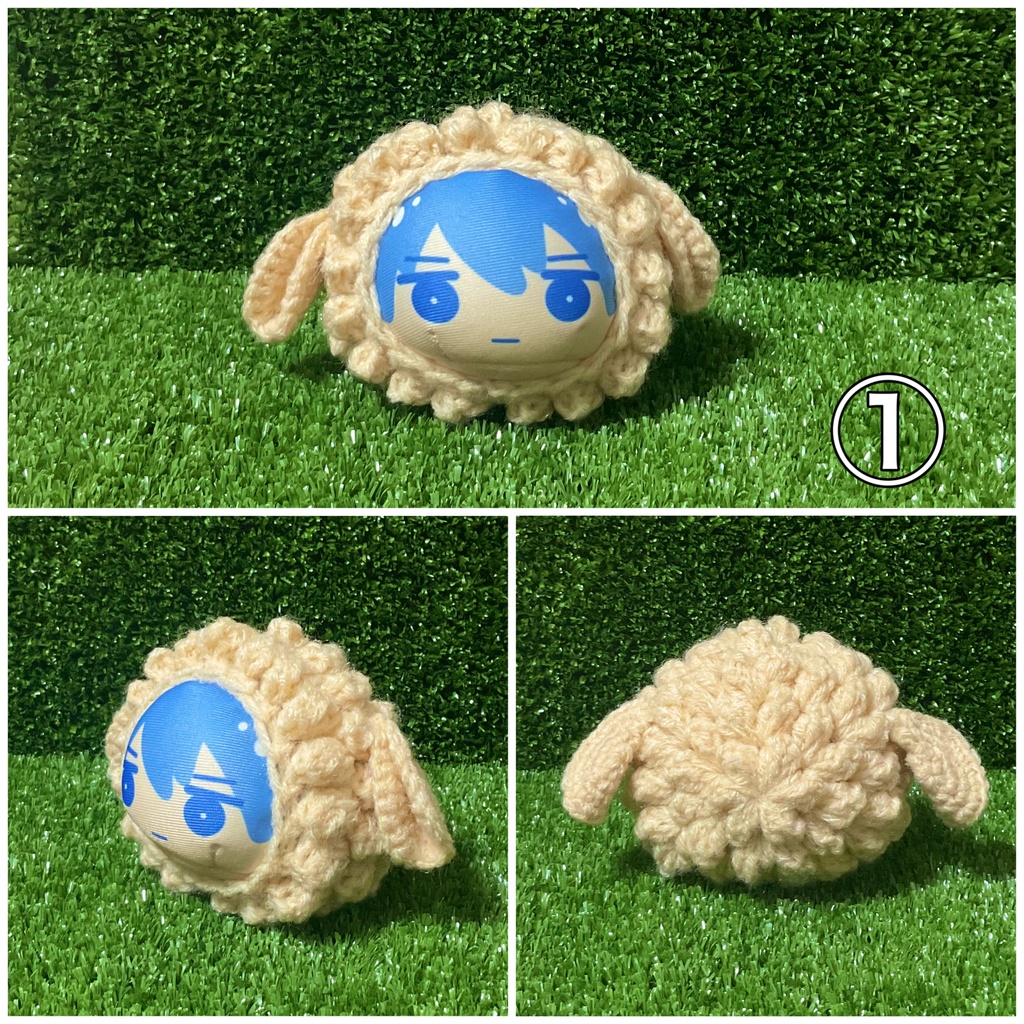 おまんじゅう、パプコーン編みの着ぐるみ