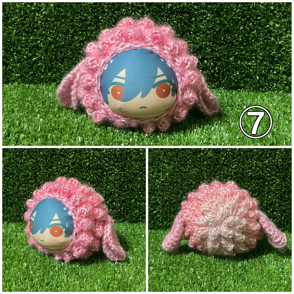 おまんじゅう、パプコーン編みの着ぐるみ