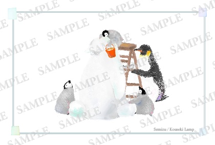 ペンギンポスカ(雪だるま/ペンギン団子)(皇帝ペンギン親子)　ポストカード2種