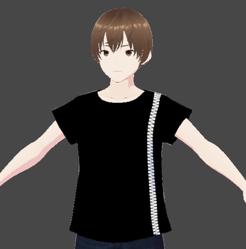 【無料版あり、商用法人利用OK】VRoid_Zipper_v2 Tシャツ袖短テクスチャ