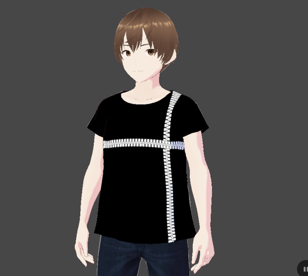 【無料版あり、商用法人利用OK】VRoid_Zipper_v3 クロスTシャツ袖短テクスチャ
