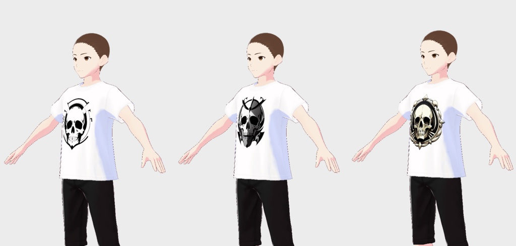 【Vroid】ドクロのTシャツ10枚＆元画像10枚