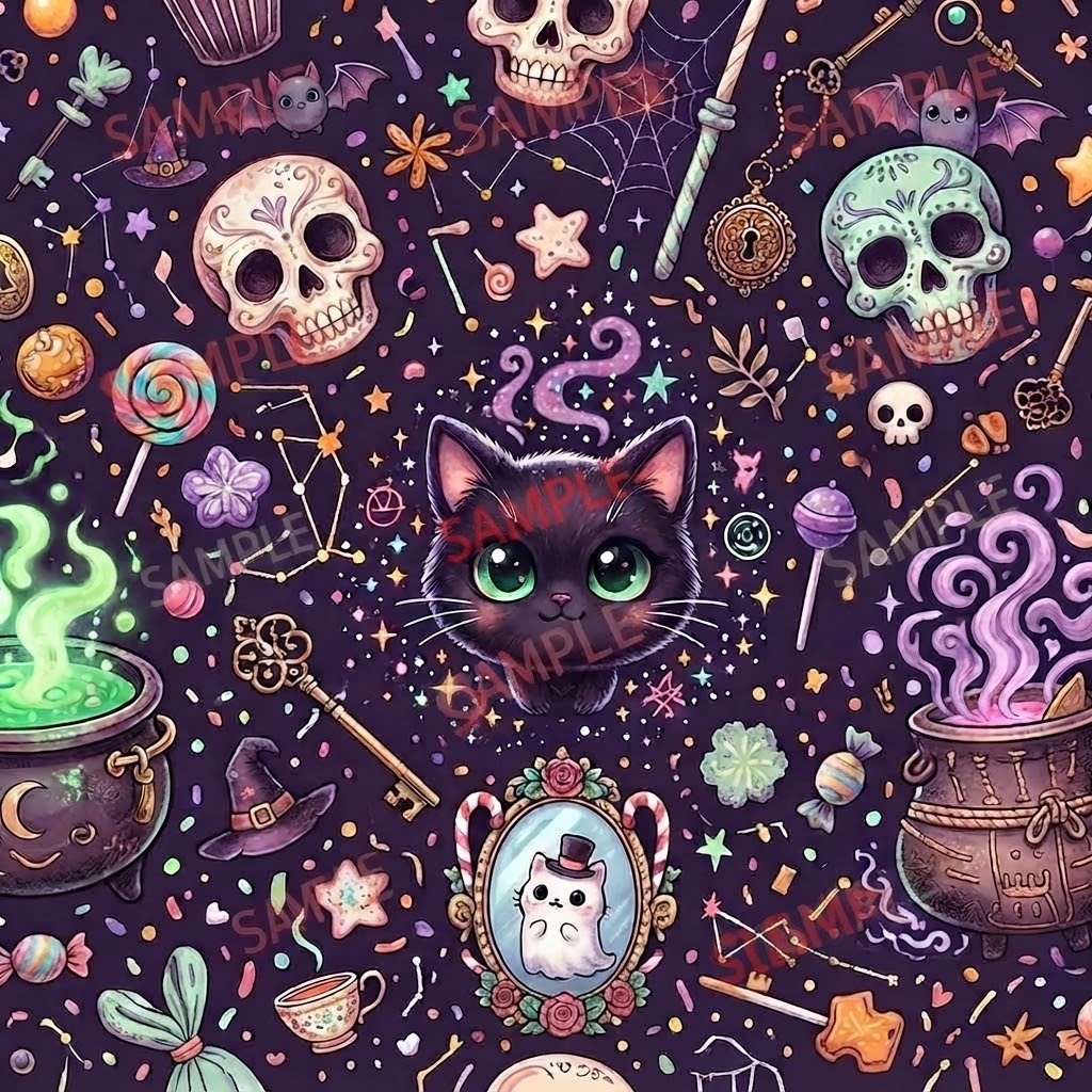 【ダークメルヘン】ハロウィン柄 デジタルペーパー 2枚セット(2000px)スマホ壁紙・iPad手帳