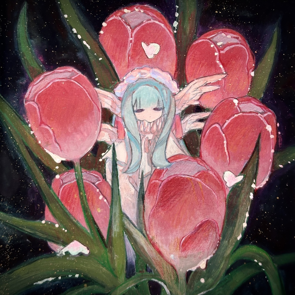 スクエアポストカード「flower vase」