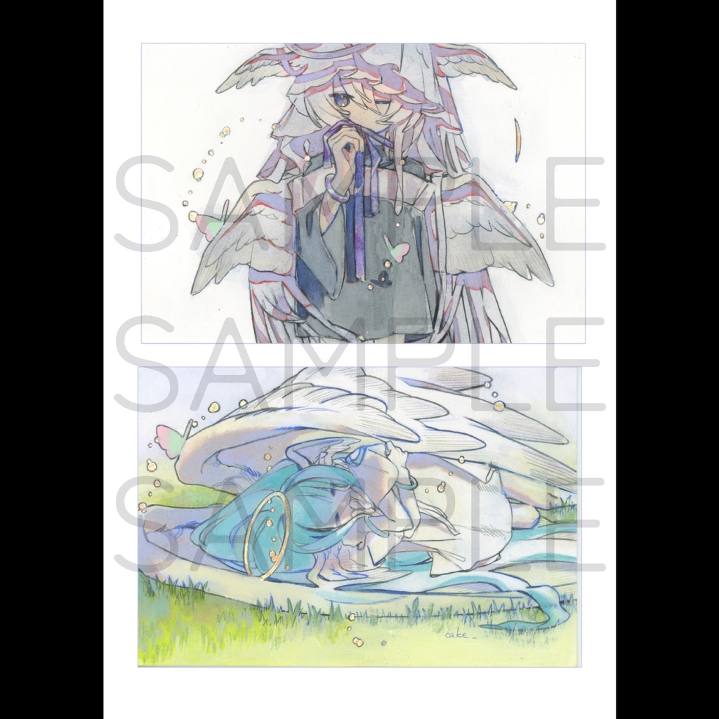 【新刊セット】(画集『透明を撫でるひかり』、ポストカード4種類、シール2種類)