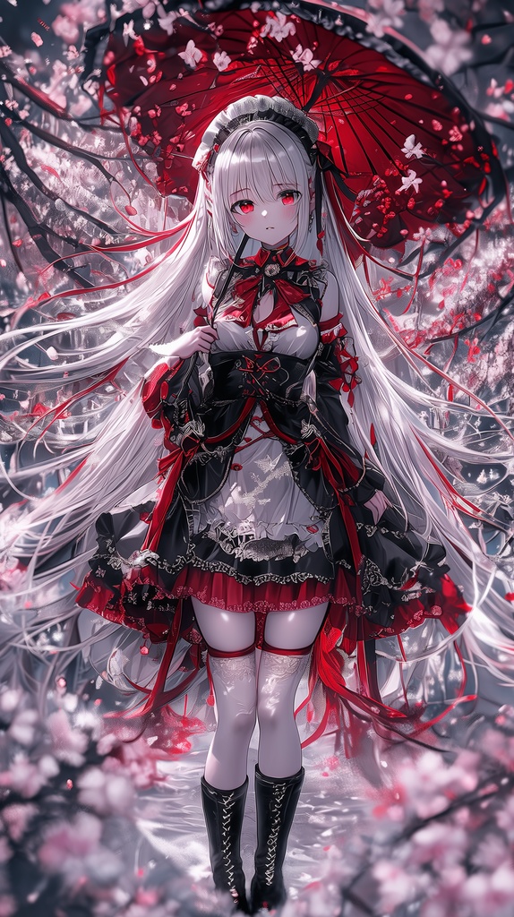 「紅桜に雨は降る」7枚集