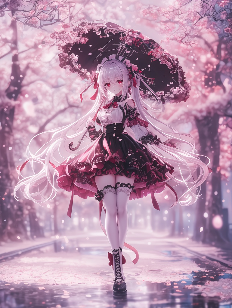 「紅桜に雨は降る」7枚集