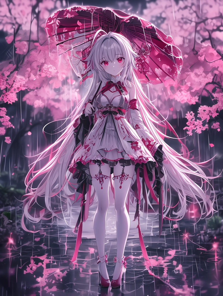 「紅桜に雨は降る」7枚集