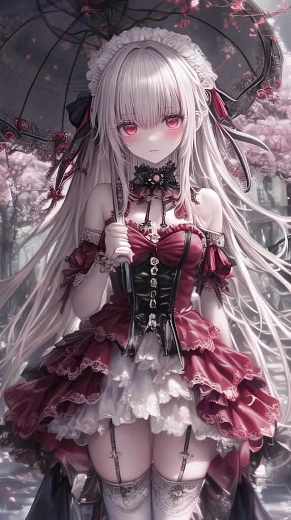 「紅桜に雨は降る」7枚集