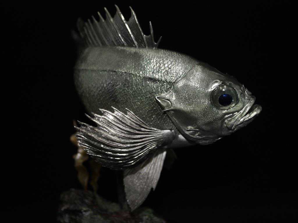 メバル(青) フィギュア(大) 魚寸25cm 【県立美術館美術展　奨励賞受賞】
