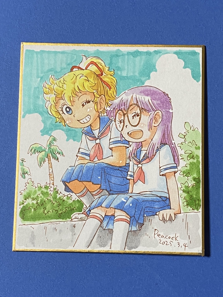 イラストミニ色紙『アラレさんとあかねちん』