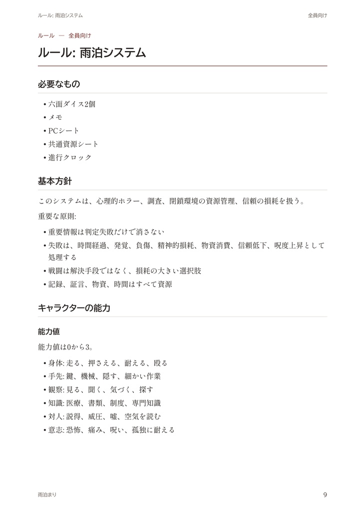 【無料試読あり】雨泊まり ― 食数の合わない療養院で|心理ホラーTRPG|独自ルール・全6話収録