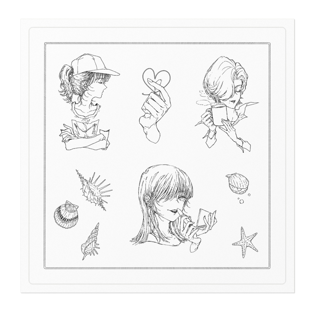 白黒フリーカットステッカーver.B