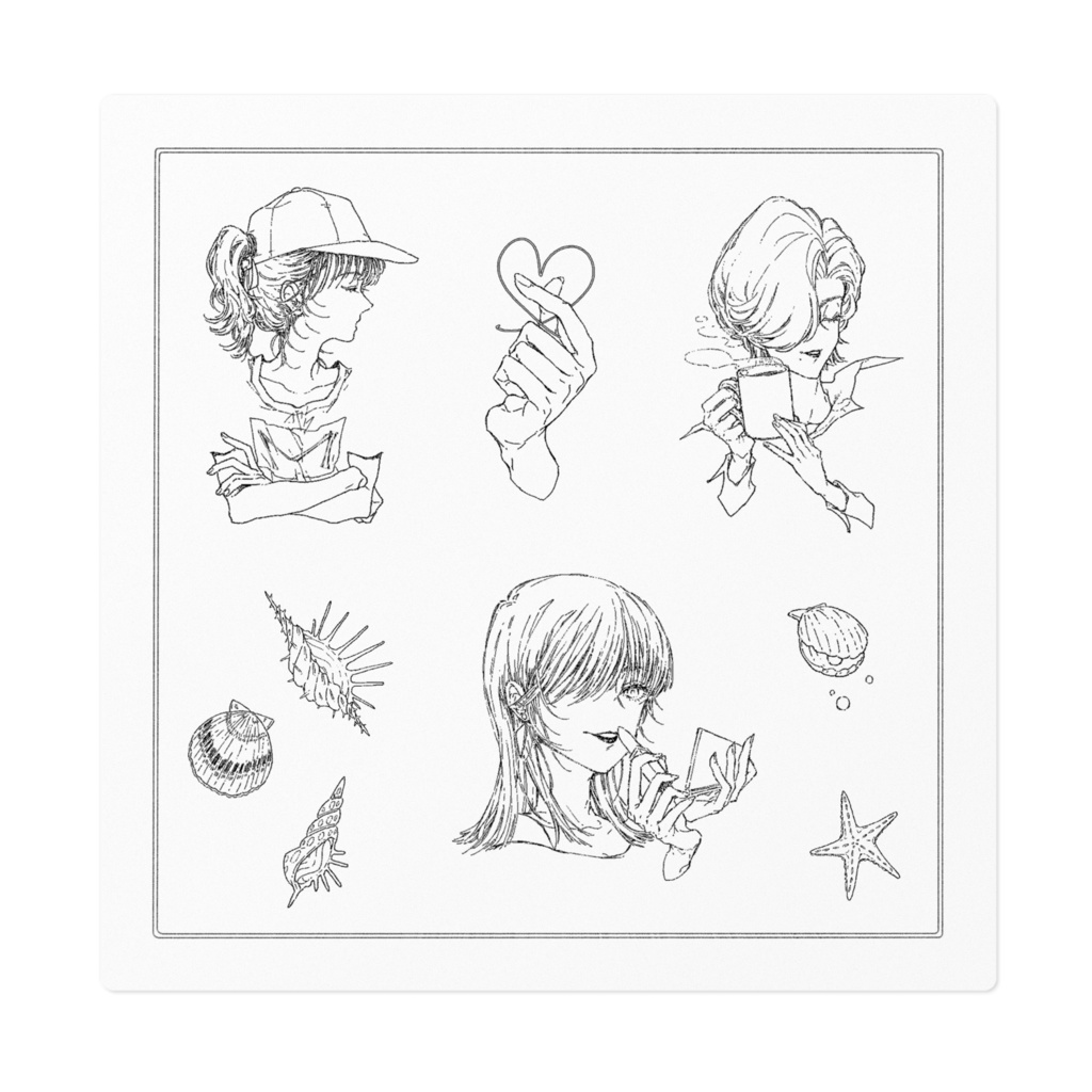 白黒フリーカットステッカーver.B