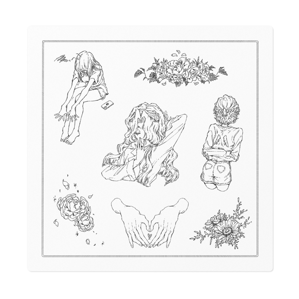 白黒フリーカットステッカーver.Ｃ