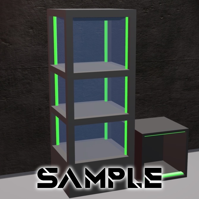 【無料】ショーケースと棚(3Dモデル)