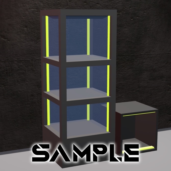 【無料】ショーケースと棚(3Dモデル)